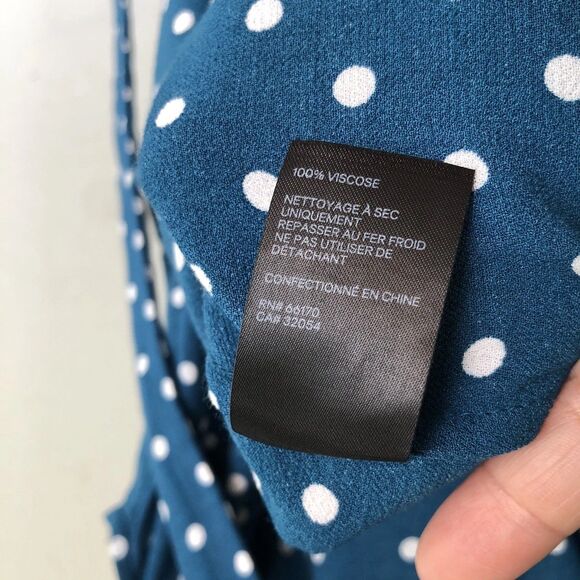 ZIMMERMAN Top Blouse Women’s 2/M Teal Polka Dot Tie Neck Ruffle Sleeve Boho Chic - Picture 9 of 14